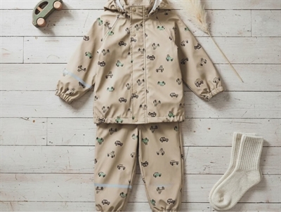 CeLaVi regnsæt white pepper med biler og refleksdetaljer