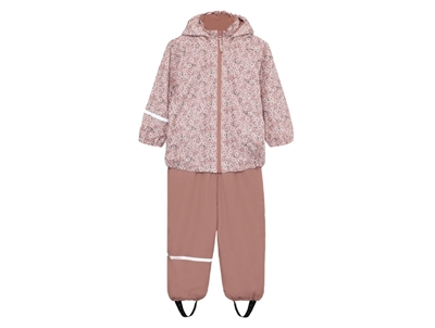CeLaVi regnsæt i rosa nuance med blomsterprint set forfra