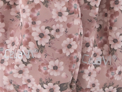 CeLaVi luffer i rosa nuance med blomsterprint detalje