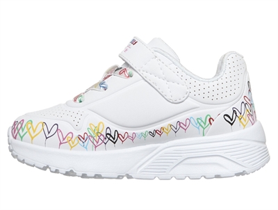 Skechers Uno Lite Heart Craze sneaker hvid med hjerteprint