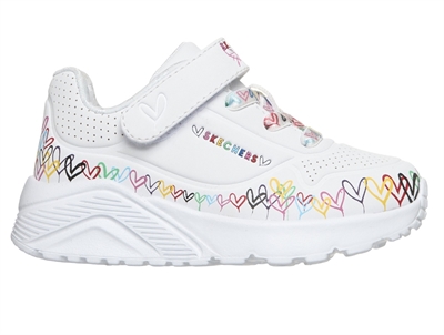 Skechers Uno Lite Heart Craze sneaker hvid med hjerteprint