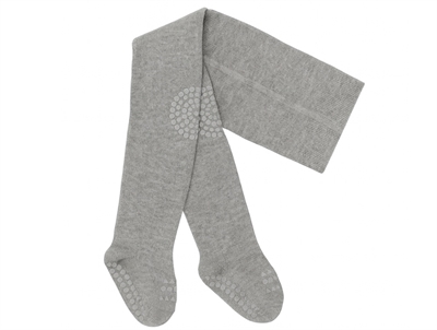 GoBabyGo kravlestrømpebukser i grå melange med gummidutter på knæ og fødder