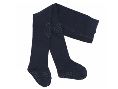 GoBabyGo kravlestrømpebukser i navy blue med gummidutter på knæ og fødder