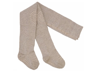 GoBabyGo kravlestrømpebukser i sand med gummidutter på knæ og fødder