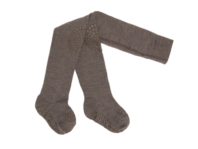 GoBabyGo kravlestrømpebukser brown melange merinould med gummidutter