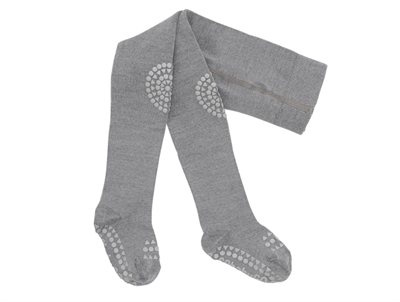 GoBabyGo kravlestrømpebukser grey melange merinould med gummidutter