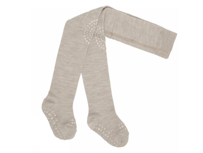 GoBabyGo kravlestrømpebukser merinould sand med gummidutter