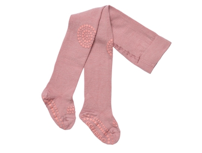 GoBabyGo kravlestrømpebukser rose blush merinould med gummidutter