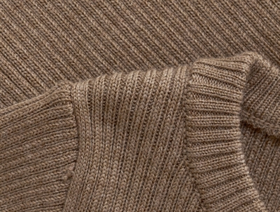 CeLaVi brun merinould cardigan rib og knapper nærbillede