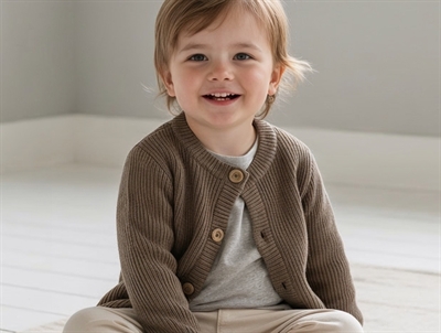 CeLaVi cardigan cocoa creme i merinould med knap