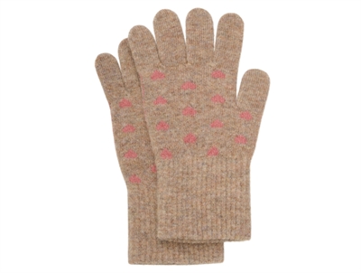 CeLaVi fingervanter i brick dust med hjerter vist fra siden