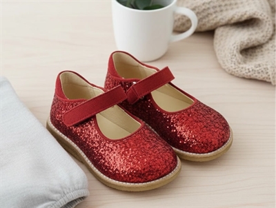 Angulus rød glitter tullesko