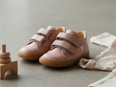 Angulus sko rosebud med glimmerhjerte