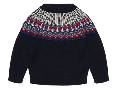FUB fair isle sweater i dark navy med nordisk strikmønster