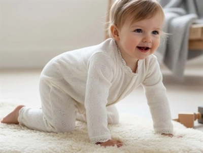 Joha jumpsuit råhvid uld silke med blonder