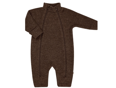 Joha mørkebrun heldragt i børstet uld med lynlåse