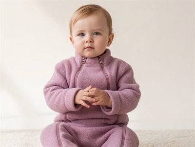 Joha ulddragt old rose med lynlåse i børstet uld