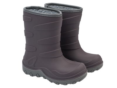 Mikk-Line termostøvle i sparrow gråbrun med lilla toner set forfra