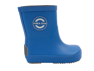 Mikk-Line gummistøvler i blå nuance med refleksdetaljer set forfra