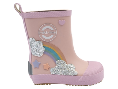 Mikk-Line gummistøvler adobe rose med regnbue detaljer