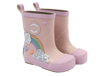 Mikk-Line gummistøvler adobe rose med regnbue detaljer