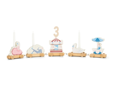 Cam Cam Copenhagen fødselsdagstog med karrusel og svane i carousel tema