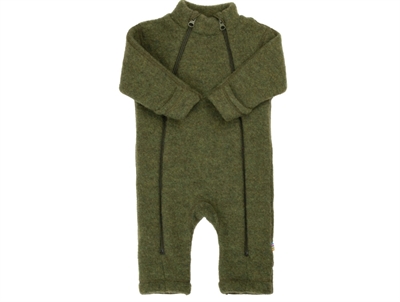 Joha ulddragt i mørk oliven børstet merinould med dobbelt lynlås  