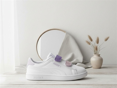 Puma Smash sneaker hvid/lavendel glimmer