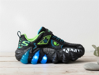 Skechers Skech-O-Saurus Lights 2.0 sneaker sort med dinosaur og blinklys