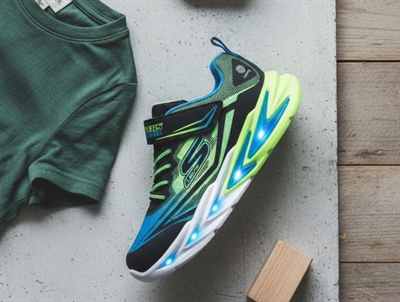 Skechers Flex-Glow Ultra sneaker sort/grøn med blinklys