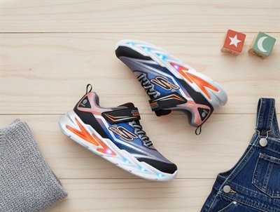 Skechers sneakers sort/sølv multi med blinklys