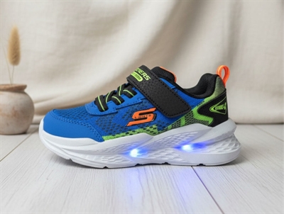 Skechers Meteor-Lights 2.0 sneaker blå med blinklys og velcro