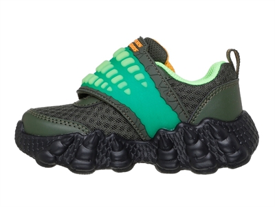 Skechers Lil Saurus sneaker olive med blinklys og dinosaur-kloSkechers Lil Saurus sneaker olive med blinklys og dinosaur-klo