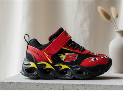 Skechers sneakers rød/sort lyn med blinklys