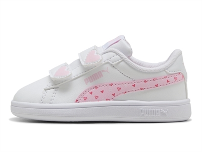 Puma Smash 3.0 Hearty sneaker hvid med hjerter og velcro