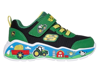 Skechers John Deere sneaker grøn/sort med gårdmotiv