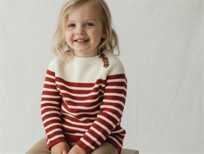 FUB ecru/crimson red rib sweater