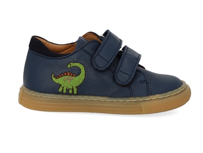 Angulus sneaker navy med dinobroderi og velcro