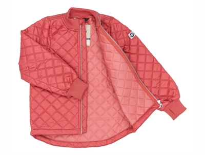 Mikk-line rødt thermo jakke set åben med quiltet foer