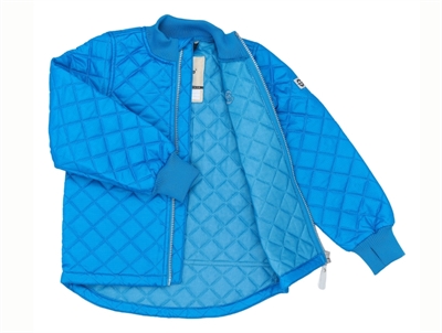 Mikk-line kraftig blå termo jakke med quilt og åben front