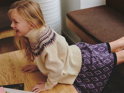 FUB lambswool fair isle sweater i creme med høj hals