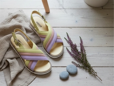 Angulus lilac/peach/light gul sandal med spænde
