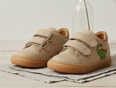 Angulus begynder sneaker i sand med dinobroderi og velcro