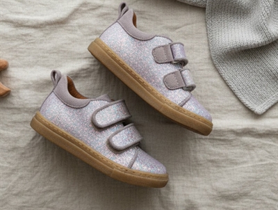 Angulus glitter sneaker unicorn glitter med ruskindskanter og velcro