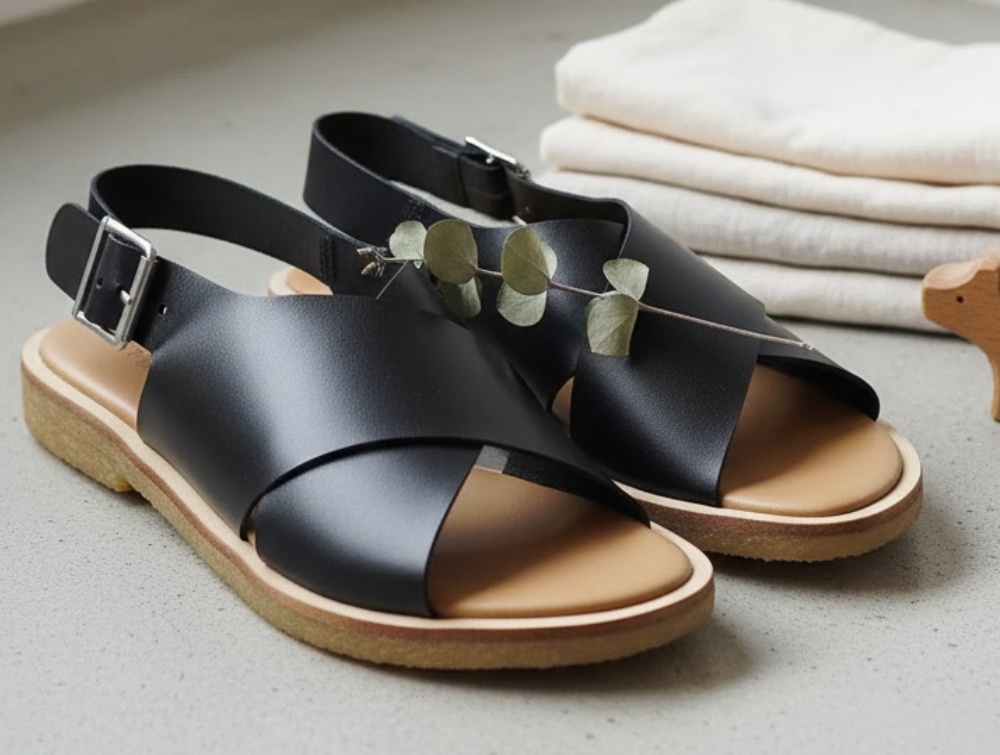 Angulus Sort Sandal Med Spænde - Str. 35