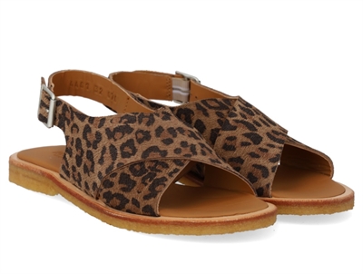 Angulus krydssandal leopard med spænde og åben tå