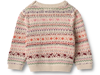 Wheat striktrøje multi med jacquardmønster og skulderåbning set bagfra