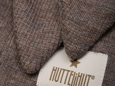 Huttelihut balaclava brown melange med lange ører set forfra