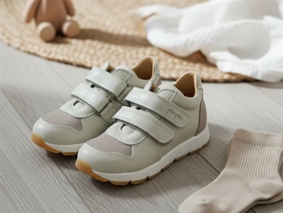 Pom Pom sneaker light grey combi med velcro