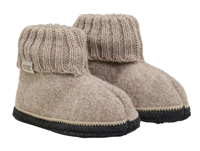 HUTTEliHUT hjemmesko i camel melange uld set i par